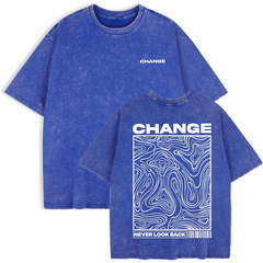 Women's "Change, Never Look Back" Washed T-Shirt | Cotton Oversize Summer Casual O-Neck Top