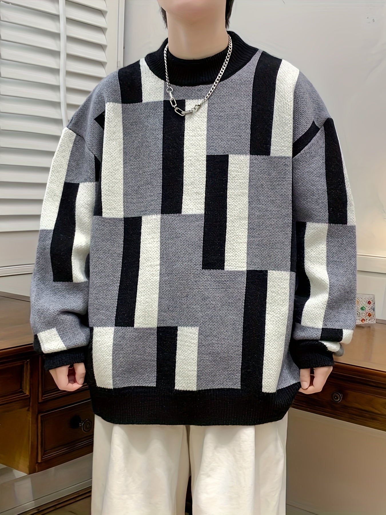 Men’s Geometric Pattern Sweater by Snagg A Jumper