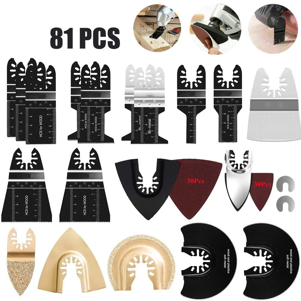 81pcs Oscillating Multitool Saw Blades Set | Quick-Change Universal Fit for Major Tool Brands