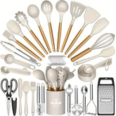 44pcs Wooden Handle Silicone Cookware Set by Snagg A Utensil