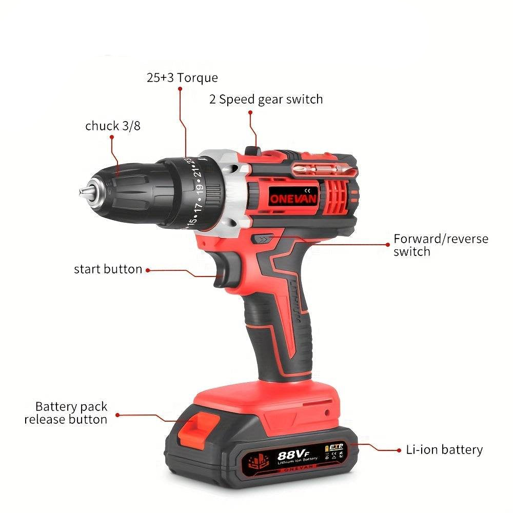 Cordless Electric Impact Drill Kit – 2 Batteries + Toolbox - SnaggIt
