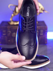 Men’s Business Casual Shoes – Pointed Toe PU Leather Lace-Ups by Snagg A Shoes