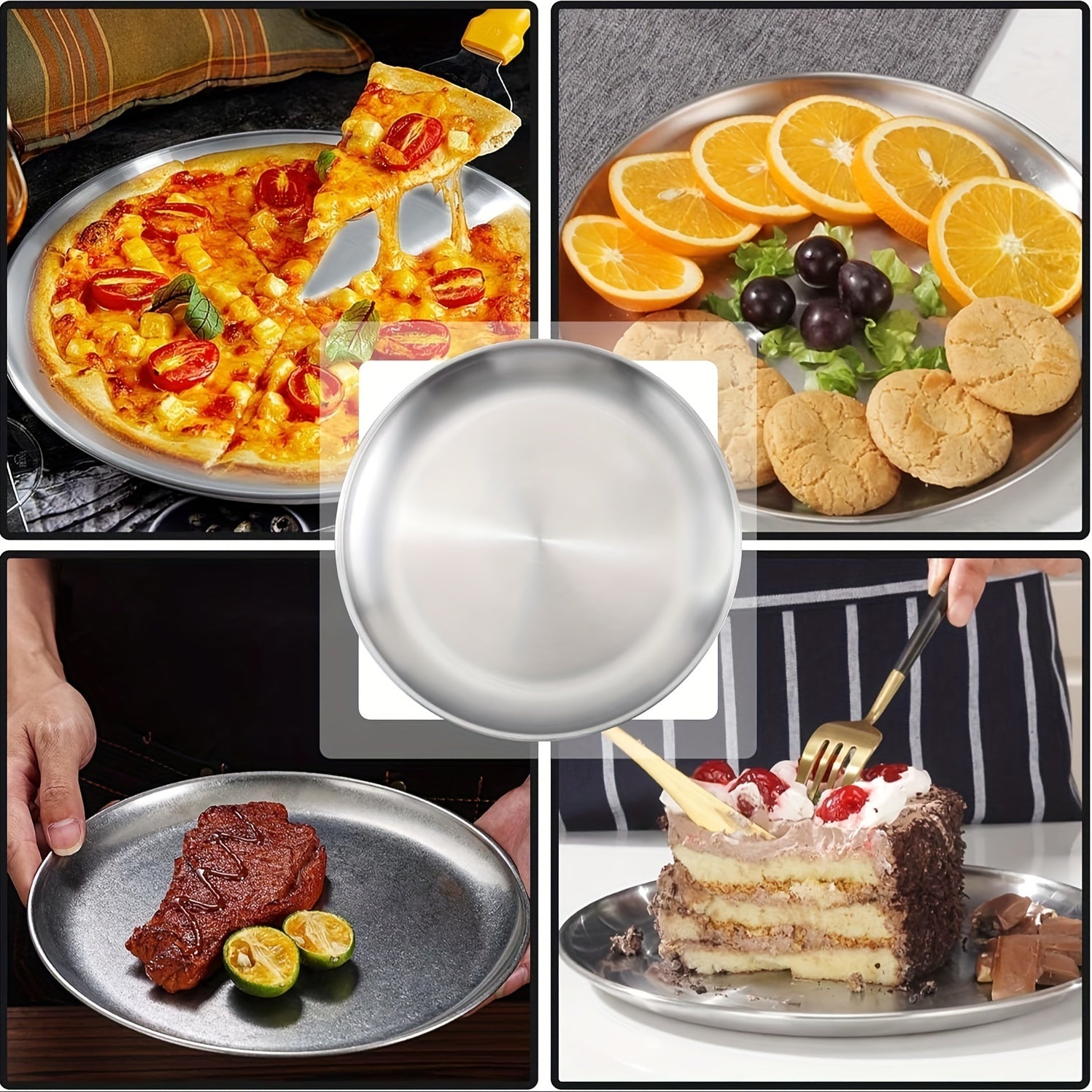 Stainless Steel Pizza Trays 8 Pack Oven Safe Home Kitchen by Snagg A Plate