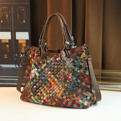 Vintage Woven Leather Tote Bag by Snagg A Bag