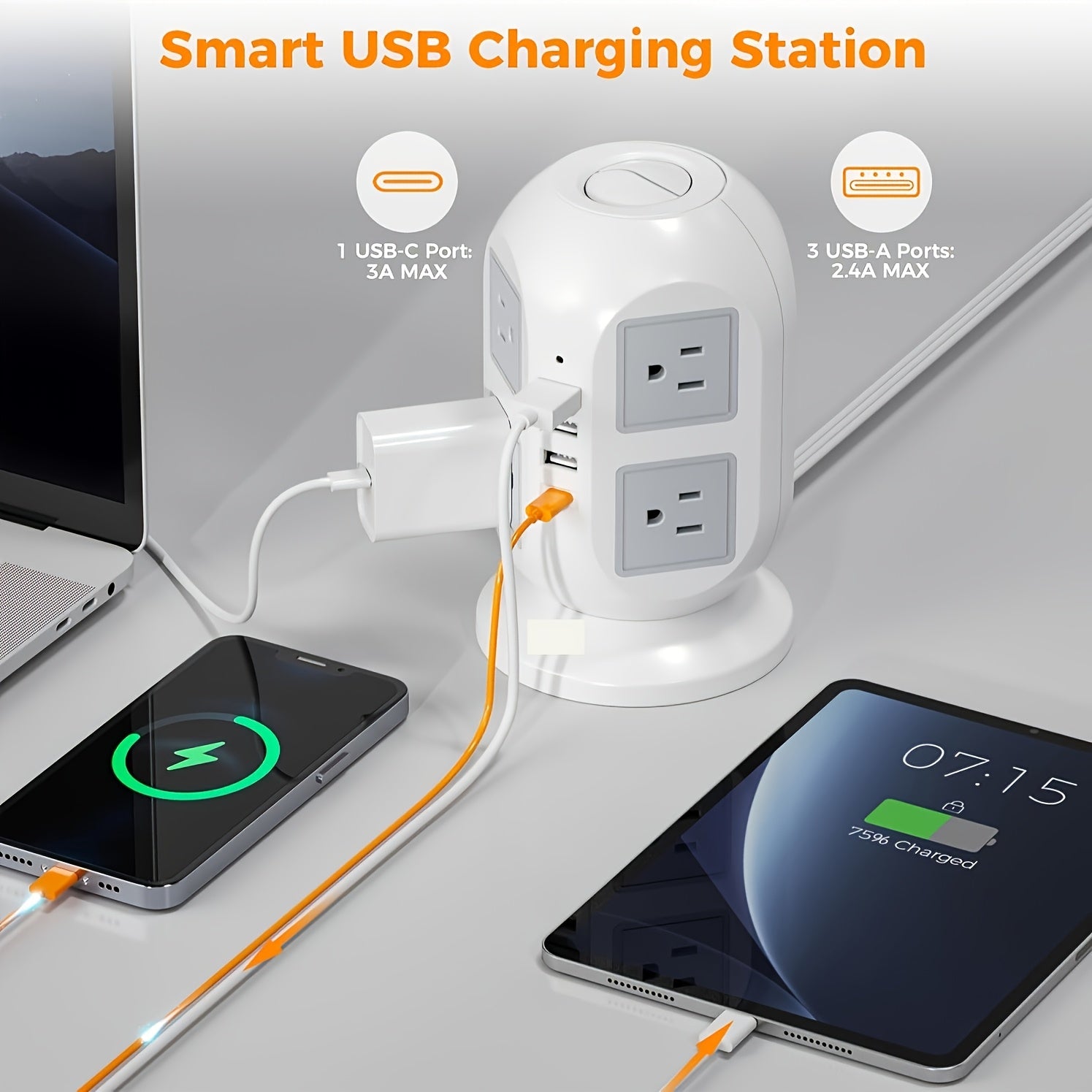 3M Tower Power Strip – 8-Way Extension by Snagg An Extension Cable