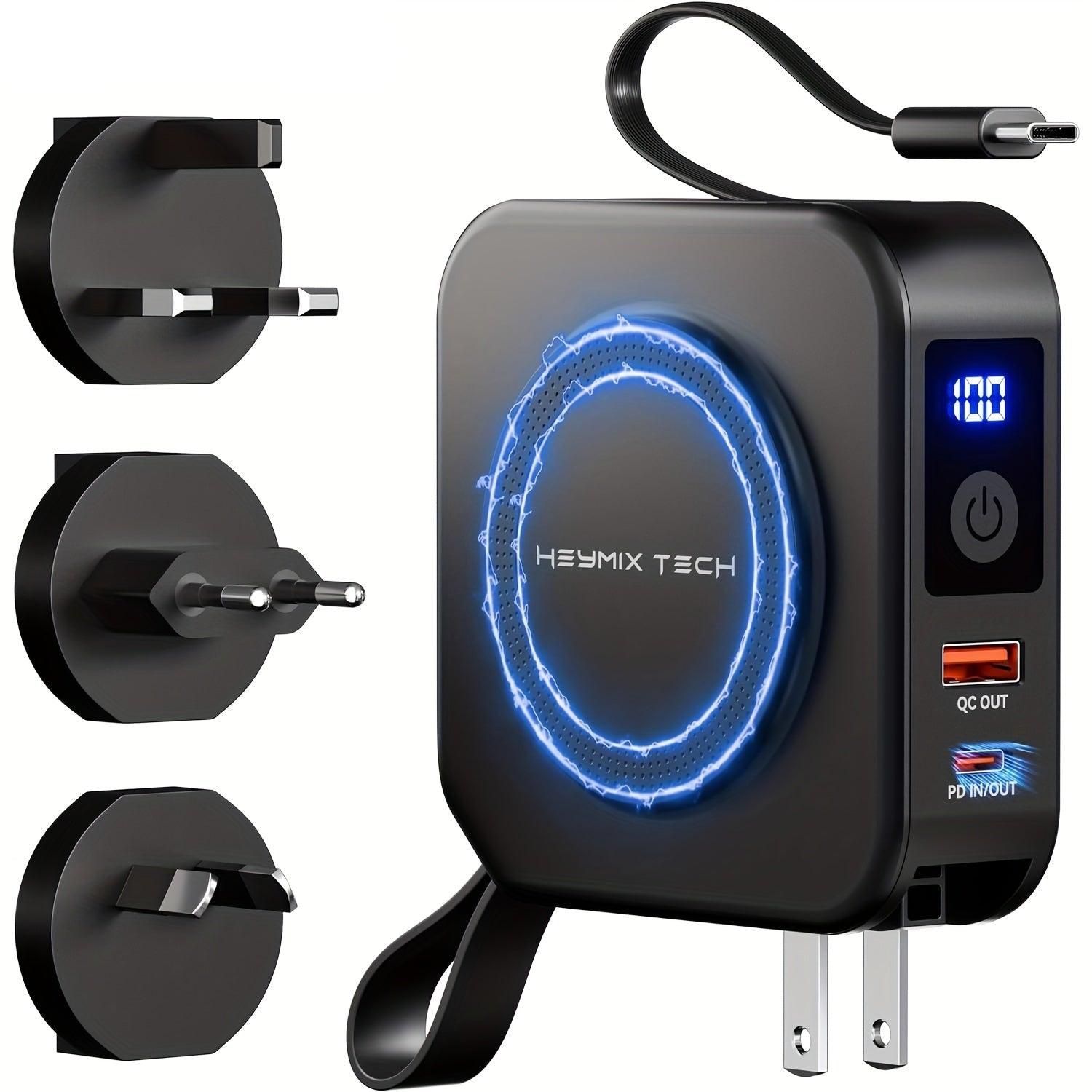 10000mAh Wireless Power Bank With Built In Cable by Snagg A Power Bank