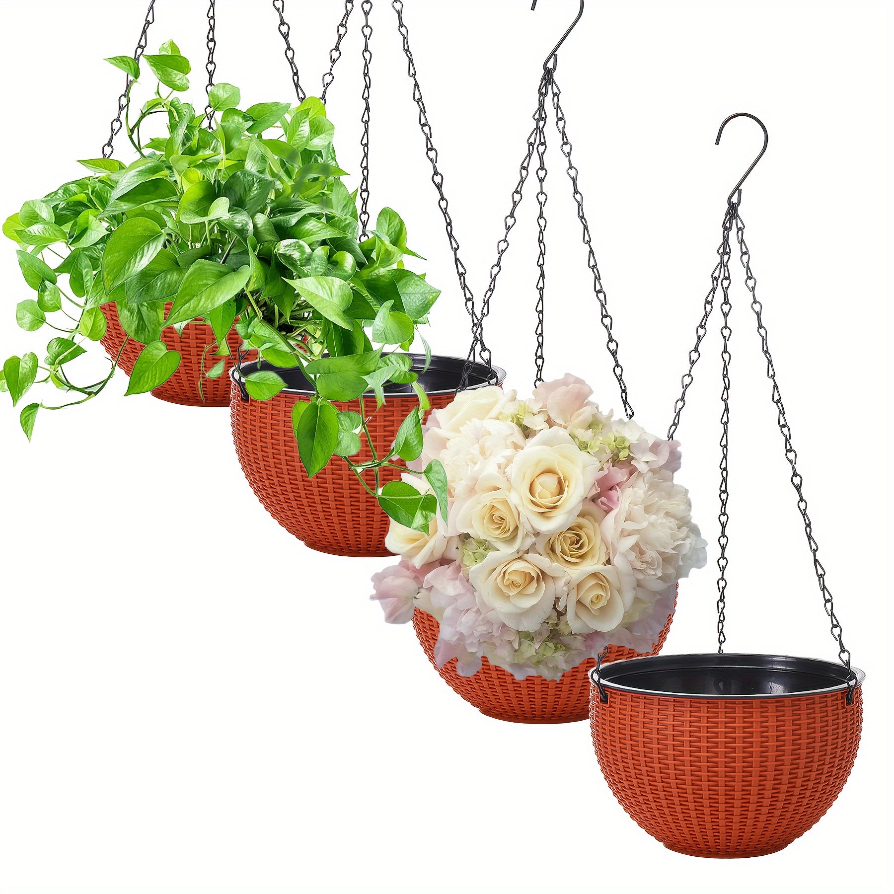 4pcs Hanging Baskets with Chains by Snagg A Pot
