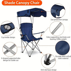Heavy-Duty Portable Folding Chair with Canopy Shade by Snagg A Chair