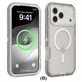 Rugged OTT Armor MagSafe Clear Case – for iPhone 17 Series - B - Gray / iPhone17 - Phone Cases & Covers