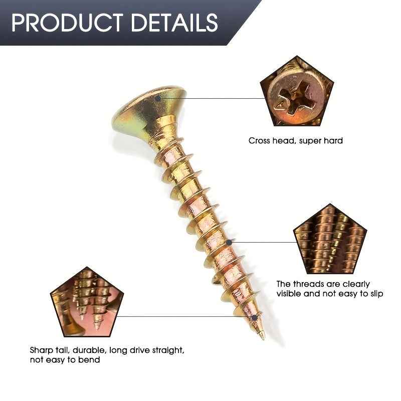 430 Piece Wood Screw Set (25–70mm Assorted Sizes) - pieces - Power Tools Gadget