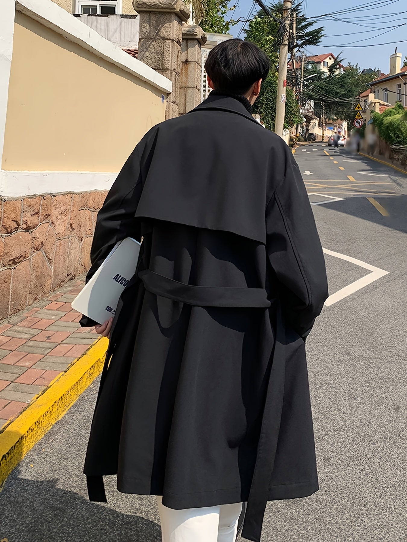 Men’s Solid Overcoat with Lapel & Pockets by Snagg A Coat