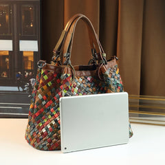 Vintage Woven Leather Tote Bag by Snagg A Bag