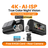 AI ISP 4K Dual Dash Cam | Sony Starvis Color Night Vision & GPS