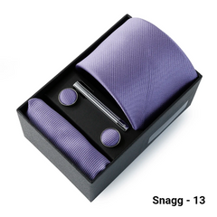 Luxury Men’s Tie Set Solid Colour Slim Necktie Hanky Cufflinks & Clip - Snagg - 13 - Others In Fashion