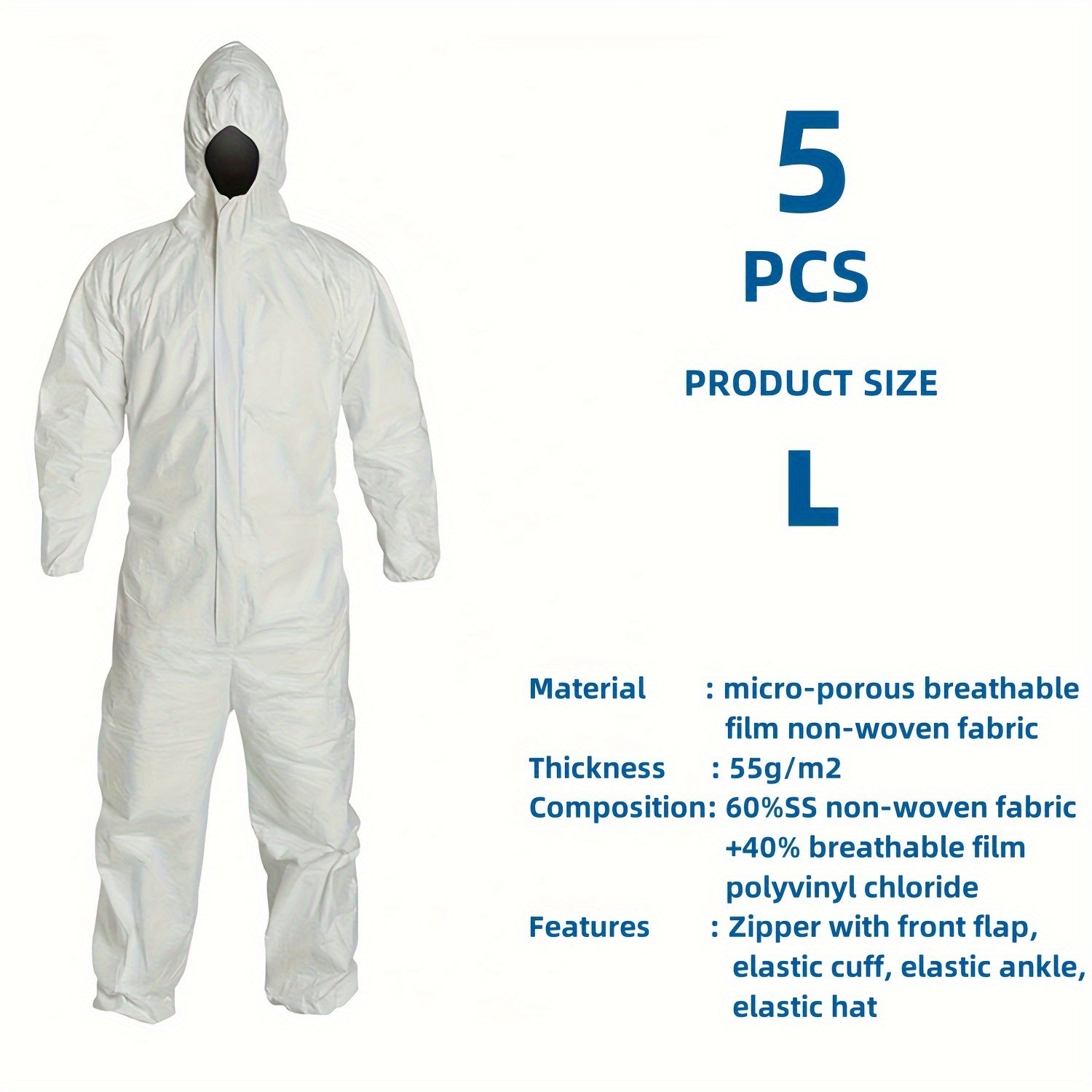 5 Pack Disposable Coveralls with Hood by Snagg A Coverall