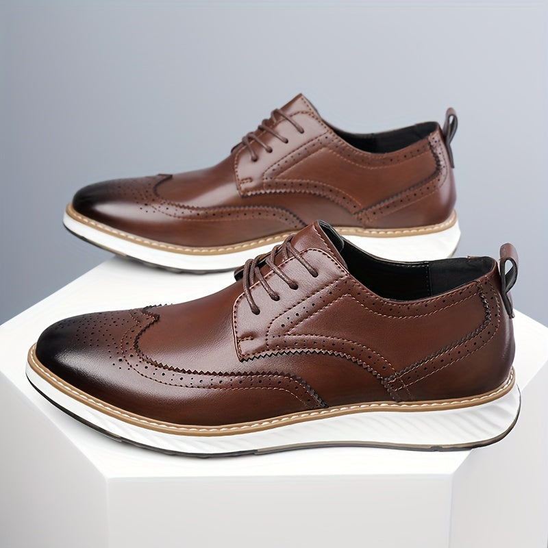 Men’s Business Casual Shoes – Pointed Toe PU Leather Lace-Ups by Snagg A Shoes