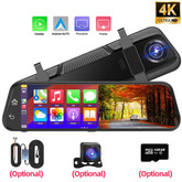 4K Smart Rearview Mirror | Wireless CarPlay & Android Auto Dash Cam