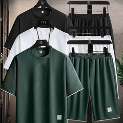 6pcs Waffle Men’s Pajama Set – Short Sleeve & Shorts Multi-Piece Homewear - SnaggIt