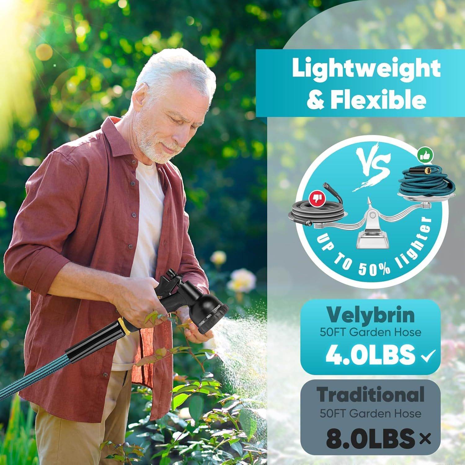 100FT Heavy-Duty Rubber Garden Hose - SnaggIt