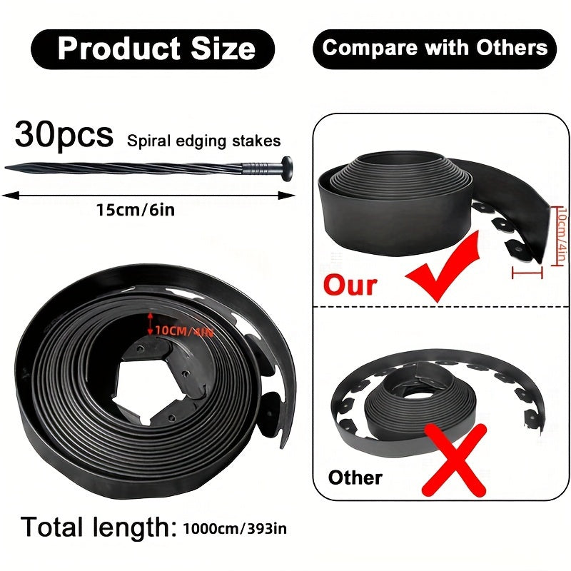33ft Flexible Garden Edging Border 4" Tall by Snagg A Border Fence