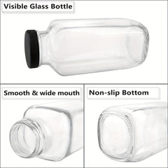Glass Travel Juice Bottles 12 Pack 500ml Leak Proof BPA Free Lids by Snagg A Bottle