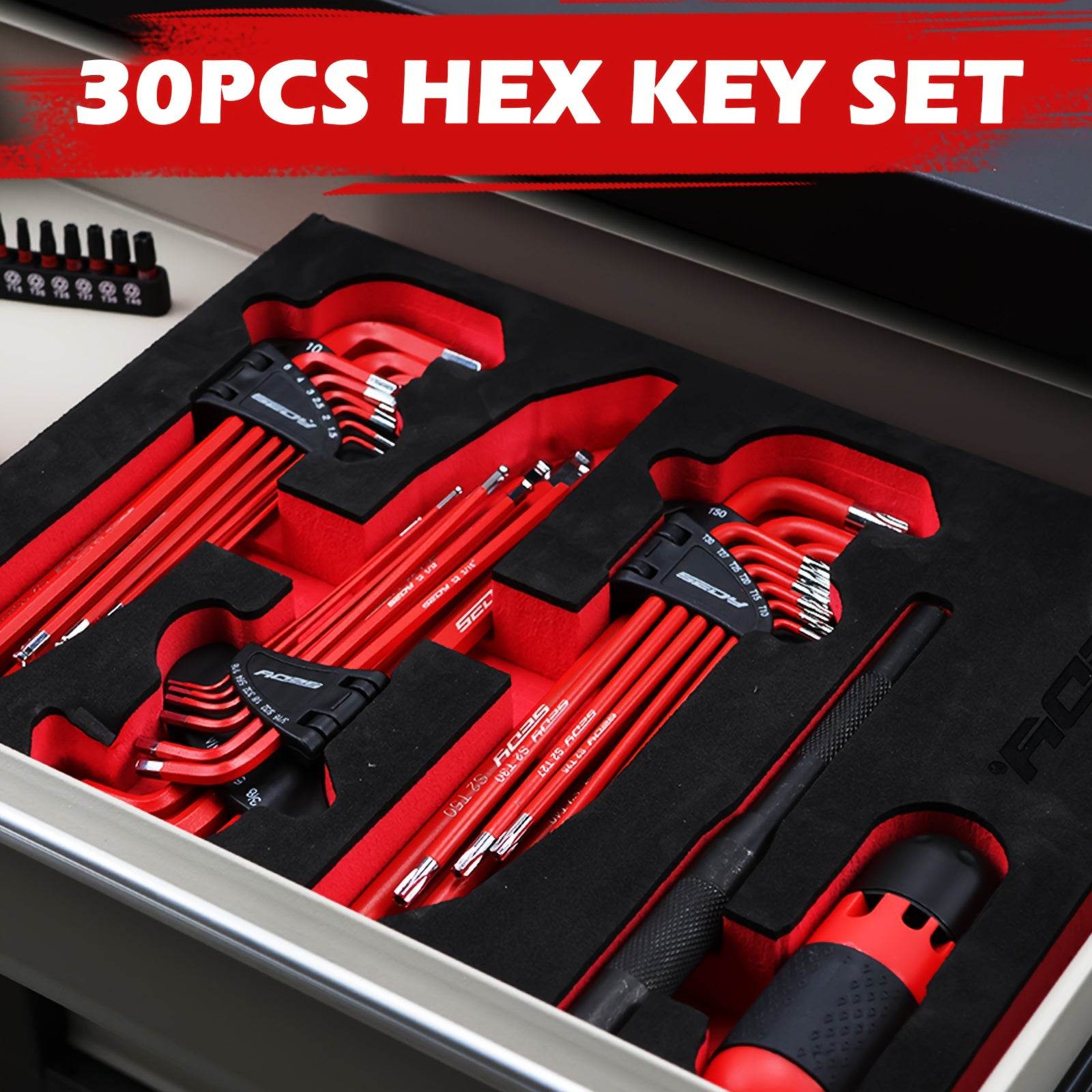 30-Piece Long Arm Hex & Torx Key Wrench Set - SnaggIt