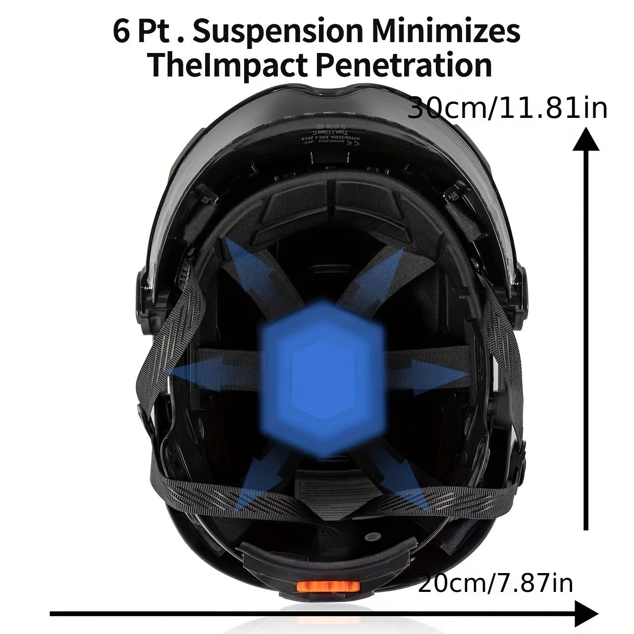 Carbon Fiber Pattern Safety Helmet with Visor, Earmuffs by Snagg A Safety Helmet