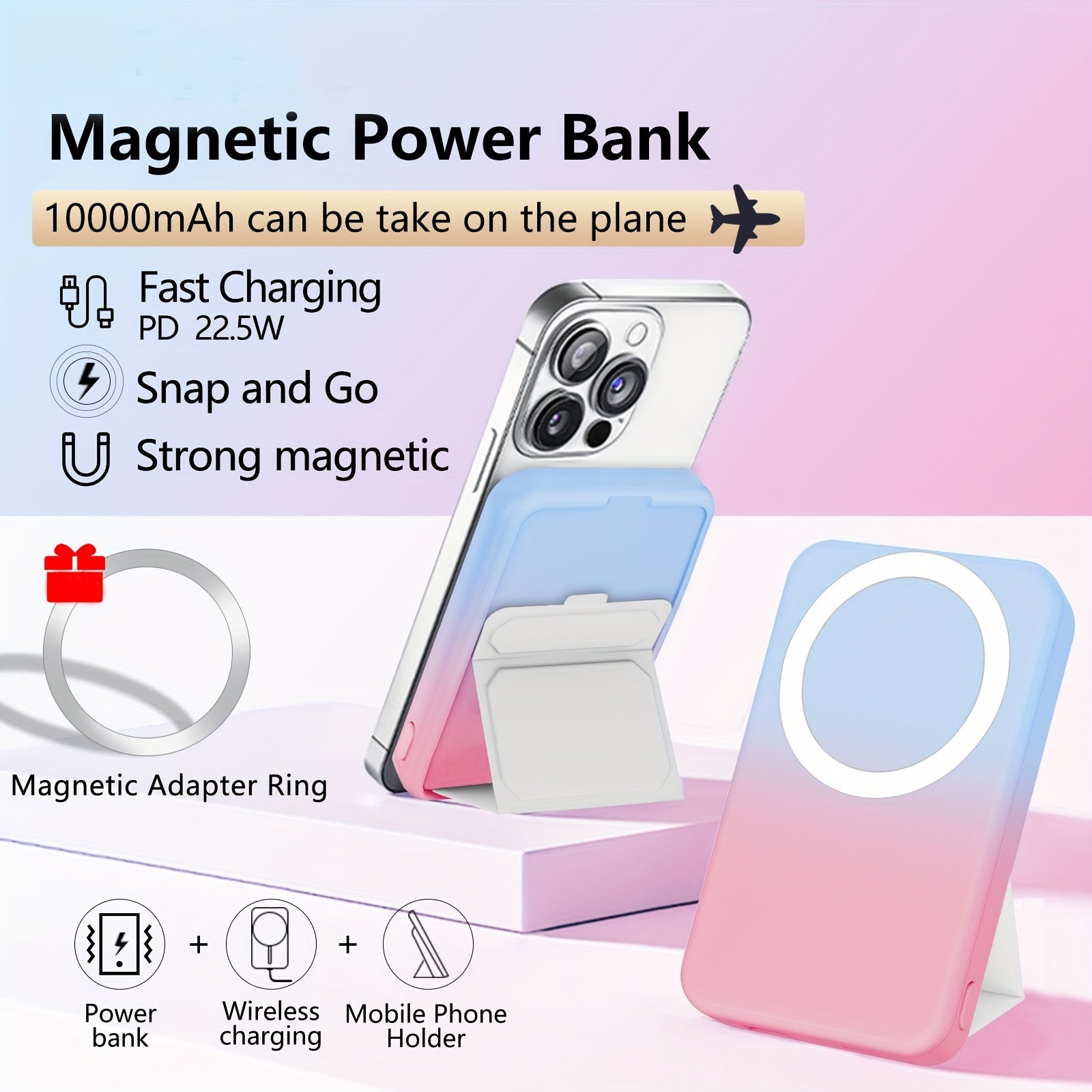 10000mAh Wireless Magnetic Power Bank by Snagg A Power Bank