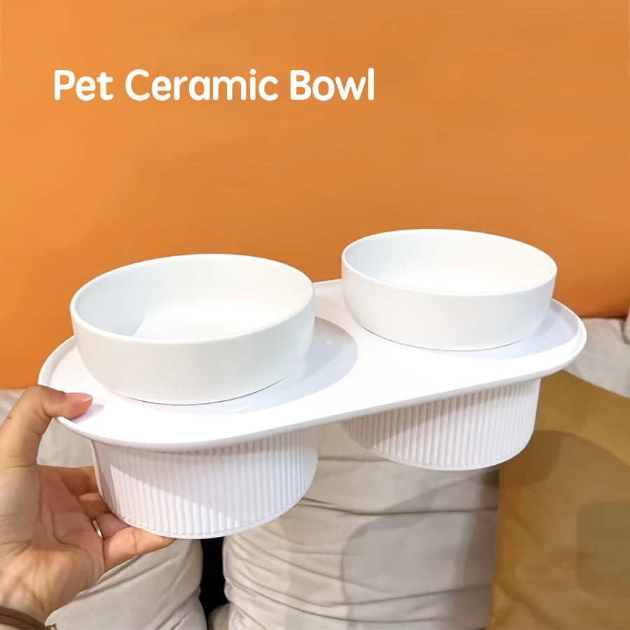 Elevated Ceramic Pet Bowls with Raised Stand by Snagg A Feeder