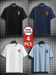 4pcs Men’s Gradient & Letter Print T-Shirts - SnaggIt