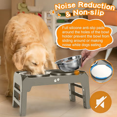 Elevated Dog Bowl Stand with 2 Stainless Steel Bowls by Snagg A Feeder