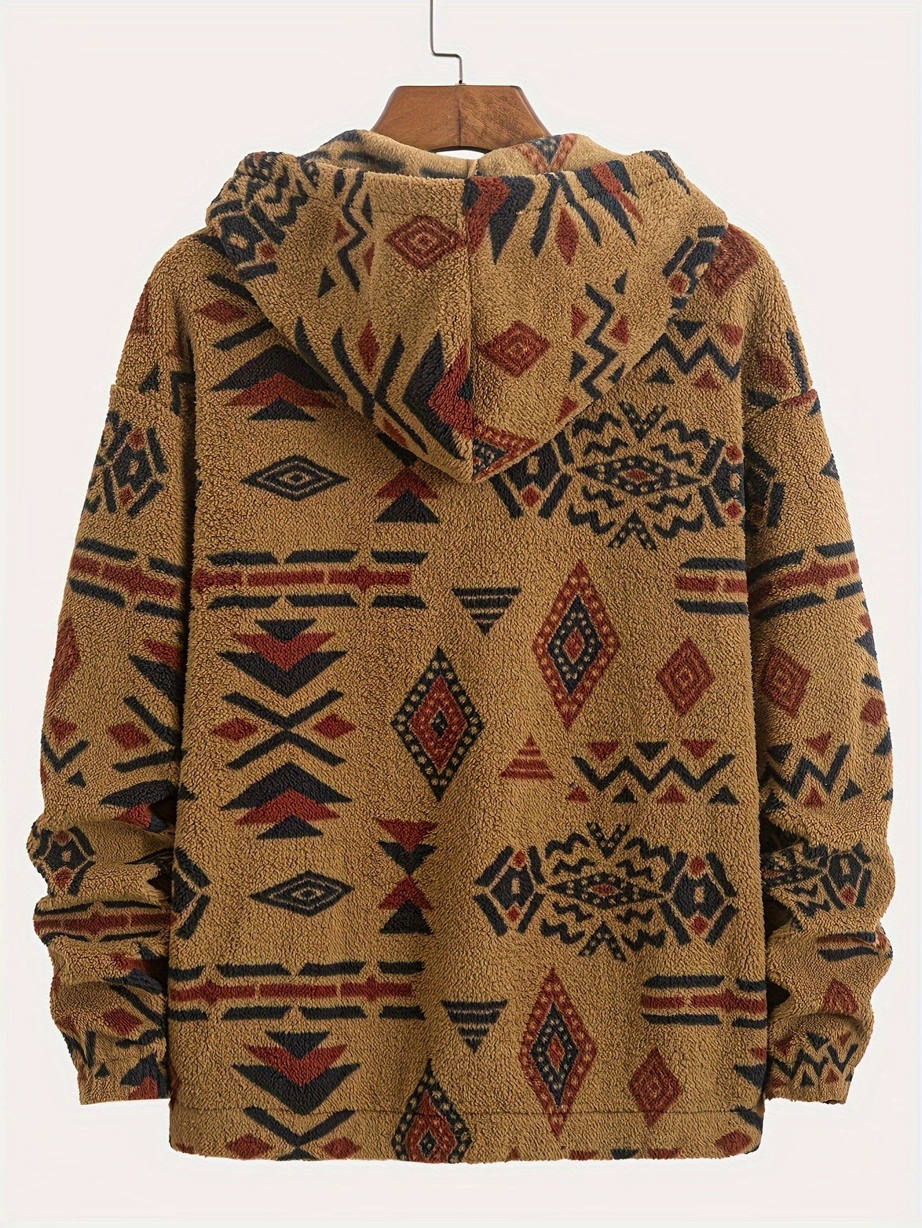 Men’s Double-Sided Ethnic Print Plush Hoodie by Snagg A Jacket