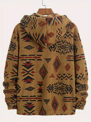 Men’s Double-Sided Ethnic Print Plush Hoodie by Snagg A Jacket