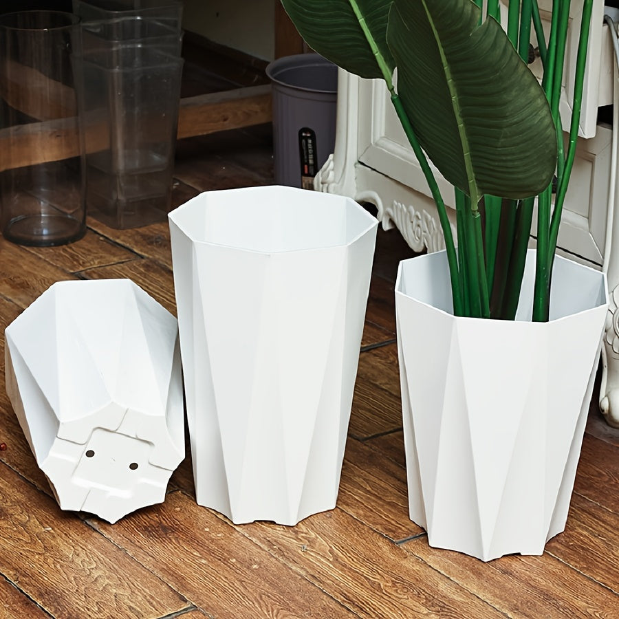 7pcs Geometric Plastic Flower Pots with Drainage by Snagg A Pot