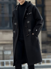 Men’s Casual Long-Length Tweed Coat with Hood & Horn Buttons by Snagg A Coat