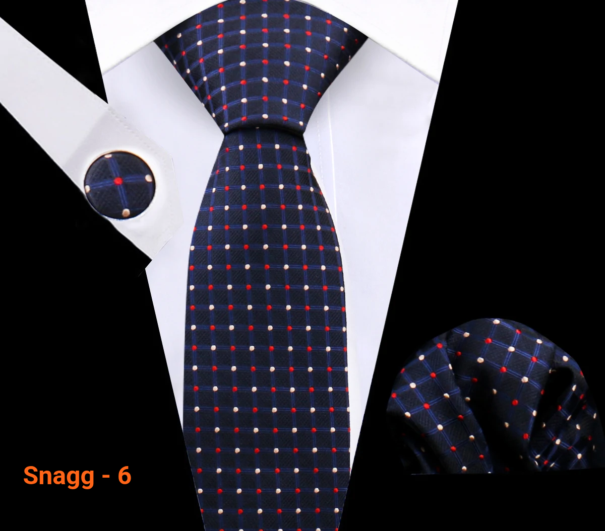 Classic Plaid Tie Set for Men - Necktie with Matching Pocket Square & Cufflinks - Snagg - 6 - Others In Fashion