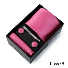 Luxury Men’s Tie Set Solid Colour Slim Necktie Hanky Cufflinks & Clip - Snagg - 9 - Others In Fashion