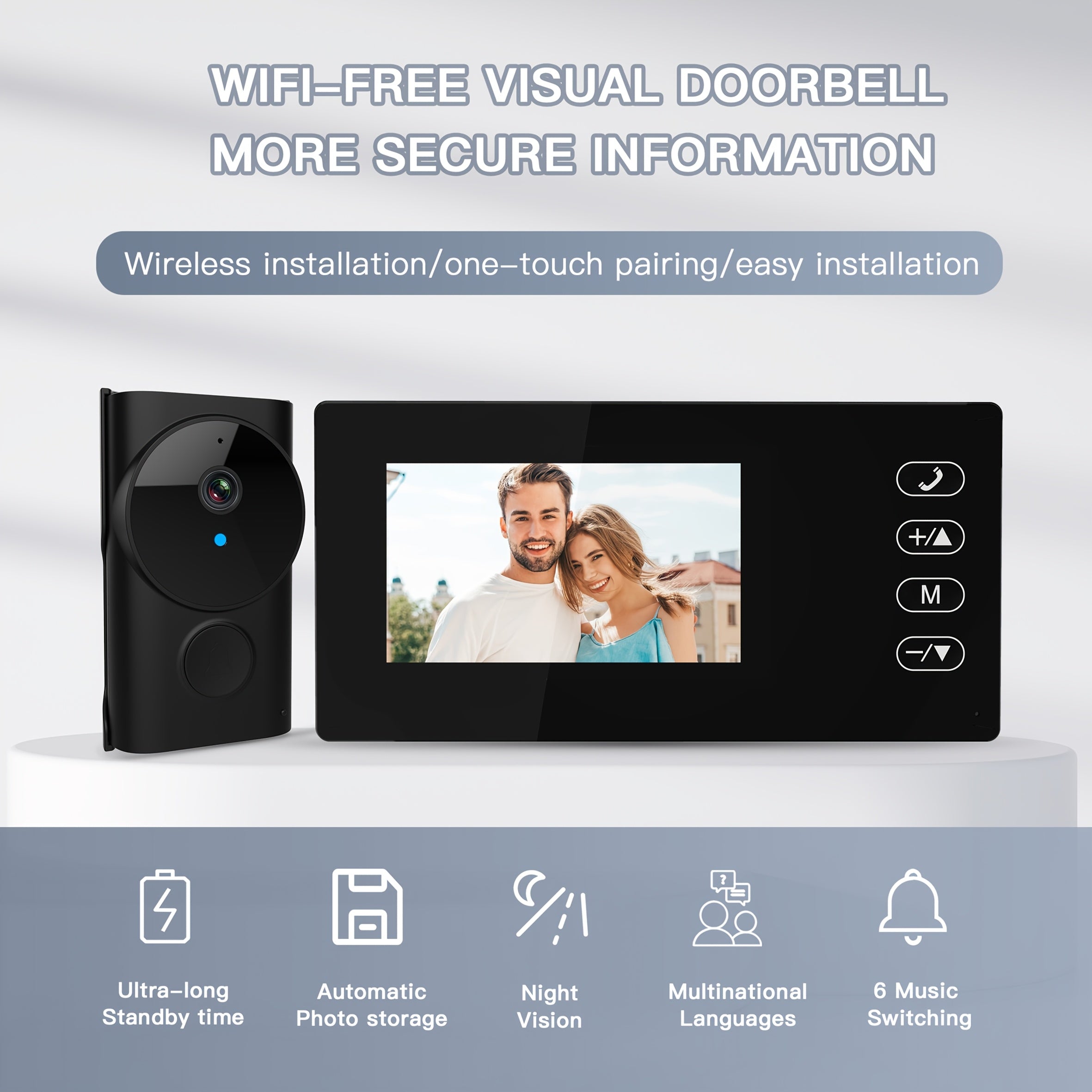 Video Doorbell Intercom System 10.9cm Screen with Infrared Night Vision by Snagg A Doorbell Camera