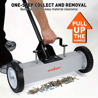 18” Heavy Duty Magnetic Sweeper with Wheels – 45LB Pull Force Nail & Metal Collector for Workshops, Garages & Yards