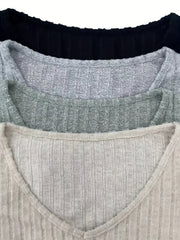 Women’s V-Neck Solid Color Top by Snagg A Top