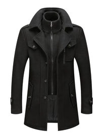 Men’s Elegant Double Collar Wool-Blend Trench Coat by Snagg A Coat