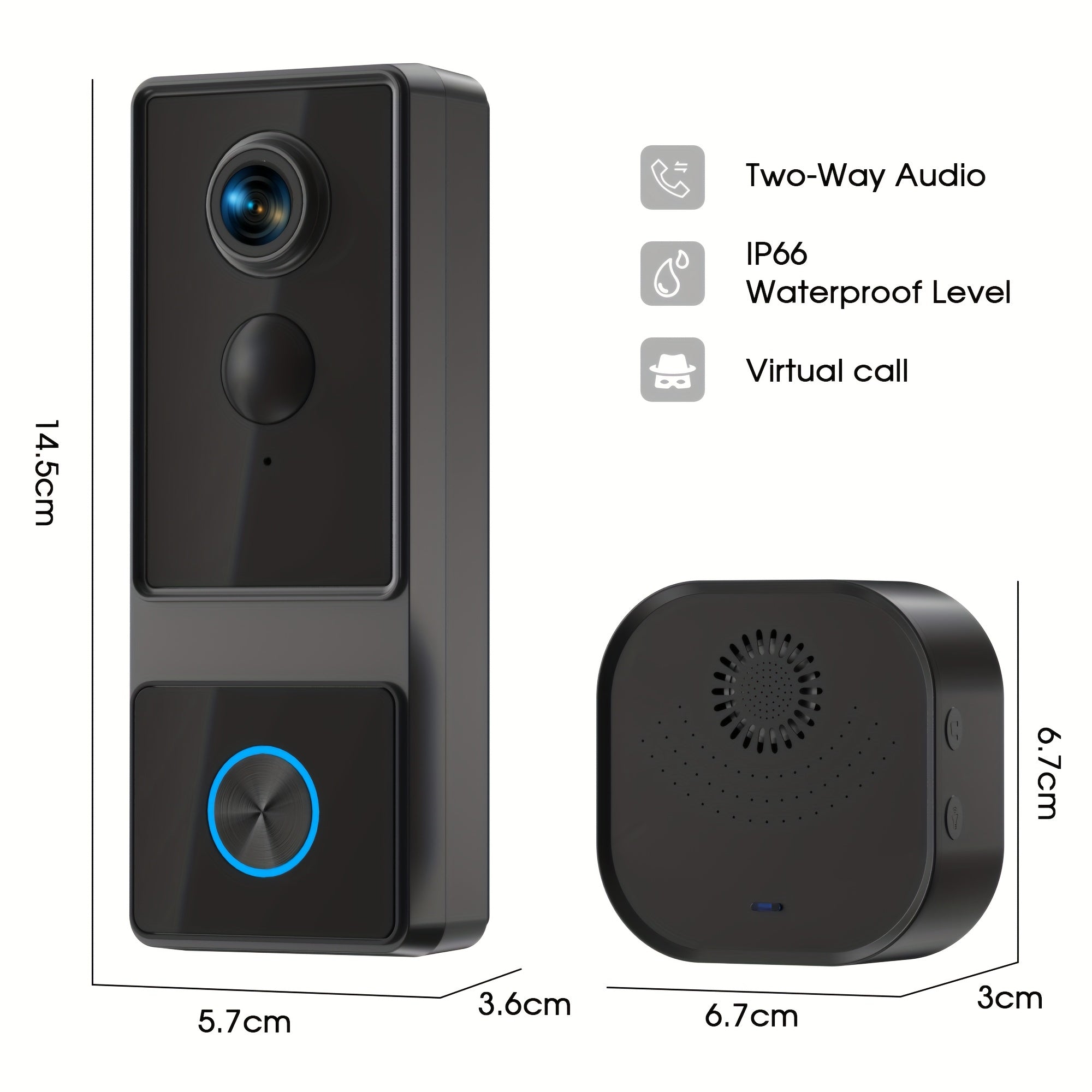 1080P Wireless Video Doorbell with Chime by Snagg A Doorbell Camera