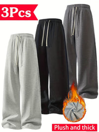 3pcs Men’s Fleece-Lined Track Pants - SnaggIt