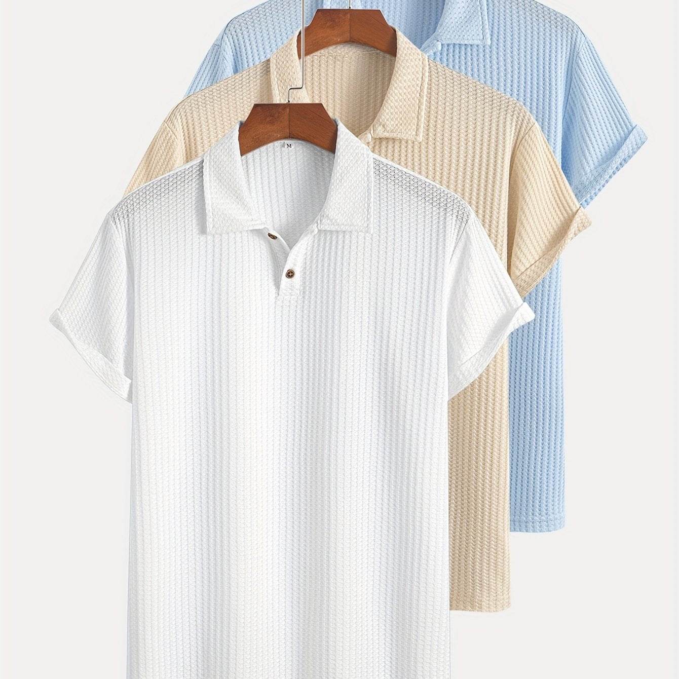 3-Pack Men’s Summer Jacquard Knit Polo Shirts – Sporty Casual Style - SnaggIt