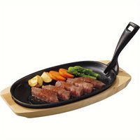 Cast Iron Grill Pan with Wooden Tray by Snagg A Pan