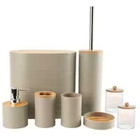 8 Pcs Bamboo Bathroom Accessory Set by Snagg A Bathroom Set
