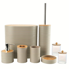 8 Pcs Bamboo Bathroom Accessory Set by Snagg A Bathroom Set