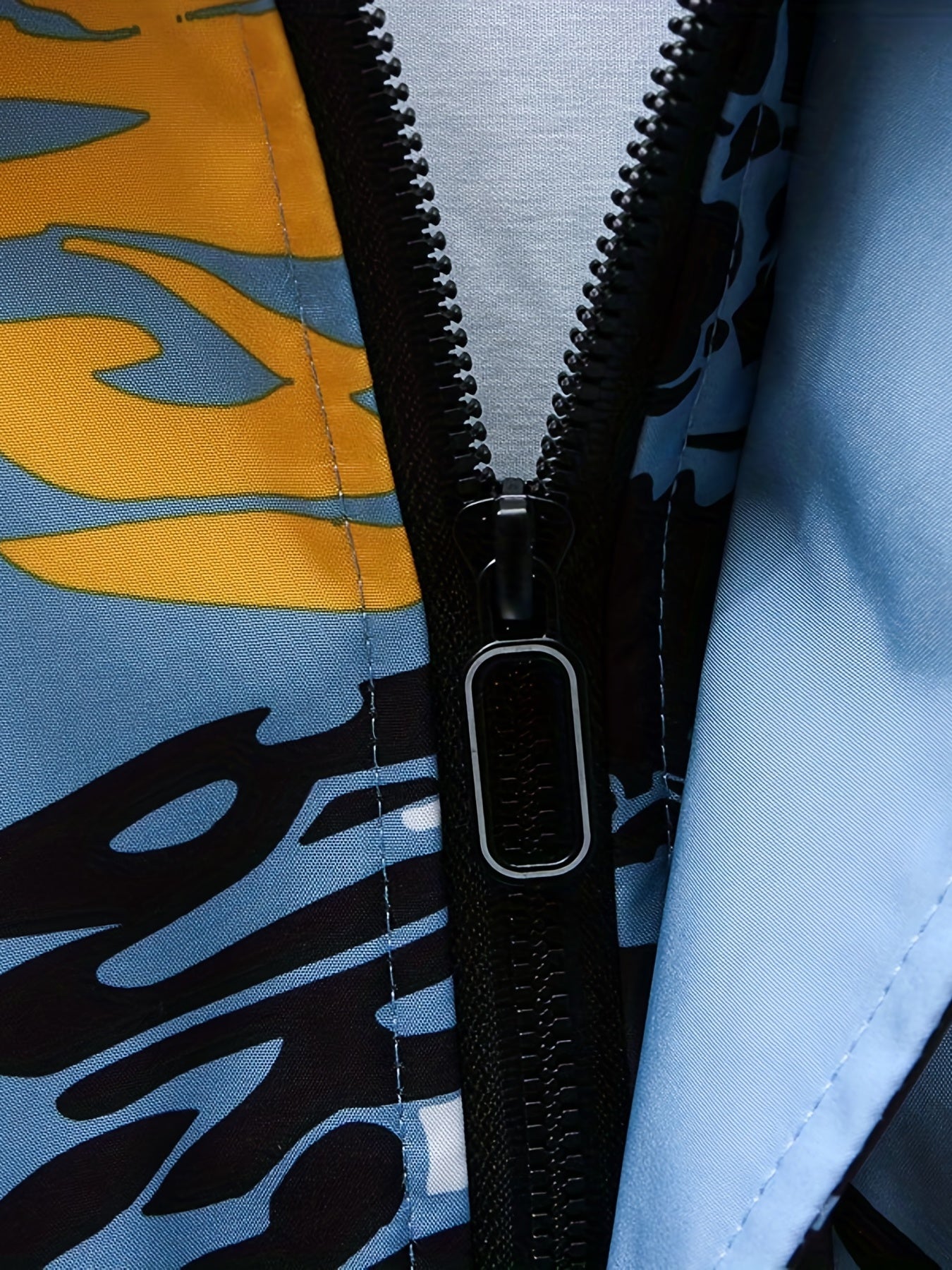 Men’s Graffiti Print Hooded Windbreaker – Mid-Length, Unisex Streetwear by Snagg A Jacket