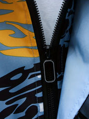 Men’s Graffiti Print Hooded Windbreaker – Mid-Length, Unisex Streetwear by Snagg A Jacket