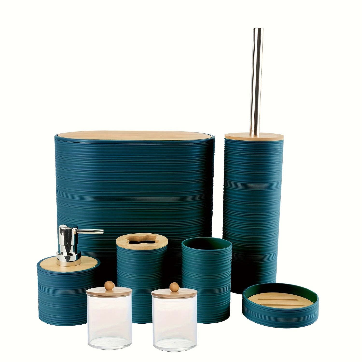 8 Pcs Bamboo Bathroom Accessory Set by Snagg A Bathroom Set